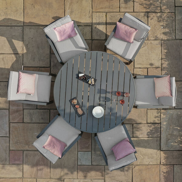 Maze - New York 6 Seat Round Aluminium - Dining Set - Dove Grey product image