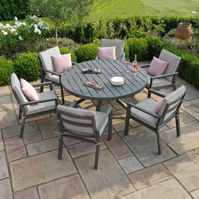 Maze - New York 6 Seat Round Aluminium - Dining Set - Dove Grey product image