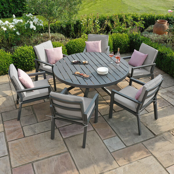 Maze - New York 6 Seat Round Aluminium - Dining Set - Dove Grey product image