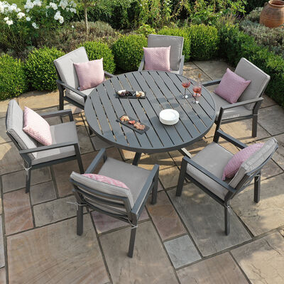 Maze - New York 6 Seat Round Aluminium - Dining Set - Dove Grey product image