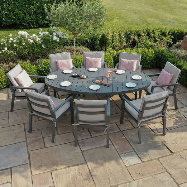 Maze - New York 8 Seat Oval Aluminium Dining Set product image
