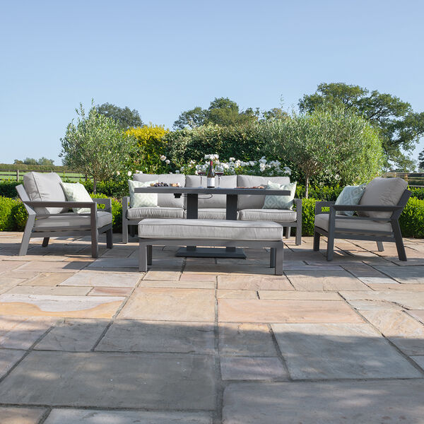 Maze - New York 3 Seat Sofa Aluminium Sofa Set with Rising Table - Dove Grey product image