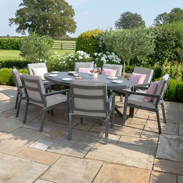 Maze - New York 8 Seat Oval Aluminium Dining Set product image