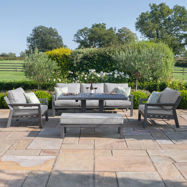 Maze - New York 3 Seat Sofa Aluminium Sofa Set with Rising Table - Dove Grey product image