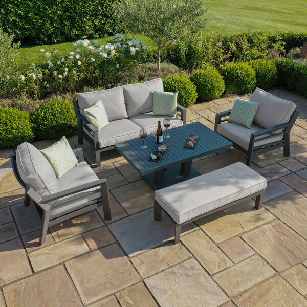 Maze - New York 2 Seat Aluminium Sofa Set with Rising Table - Dove Grey product image