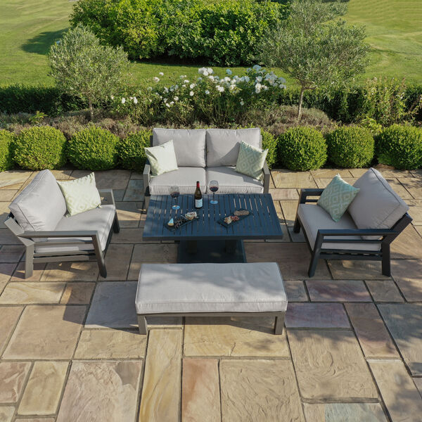 Maze - New York 2 Seat Aluminium Sofa Set with Rising Table - Dove Grey product image