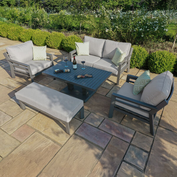 Maze - New York 2 Seat Aluminium Sofa Set with Rising Table - Dove Grey product image