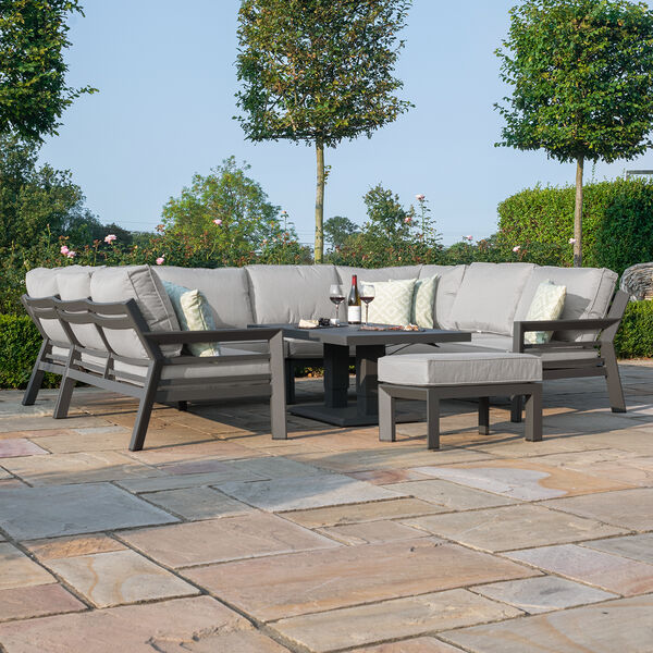 Maze - New York U-Shaped Aluminium Sofa Set with Rising Table - Dove Grey product image