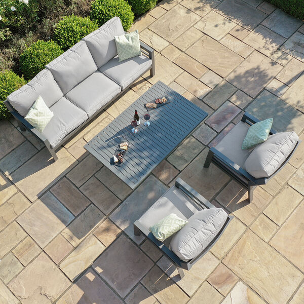 Maze - New York 3 Seat Sofa Aluminium Sofa Set with Rising Table - Dove Grey product image