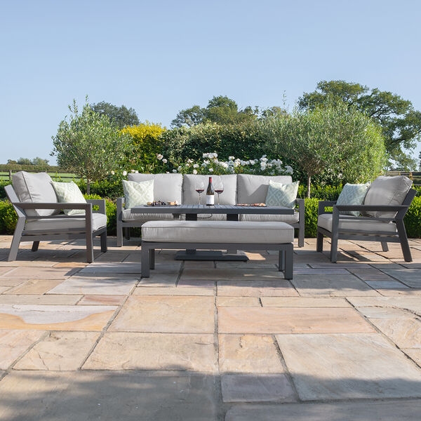 Maze - New York 3 Seat Sofa Aluminium Sofa Set with Rising Table - Dove Grey product image