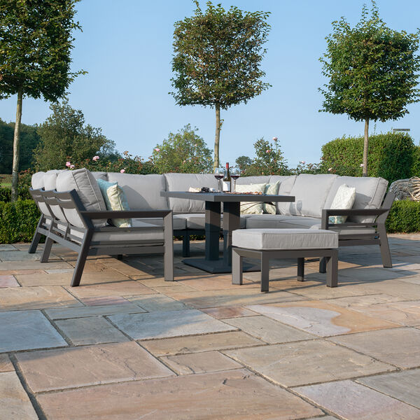 Maze - New York U-Shaped Aluminium Sofa Set with Rising Table - Dove Grey product image