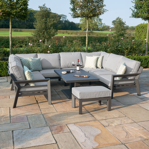 Maze - New York U-Shaped Aluminium Sofa Set with Rising Table - Dove Grey product image