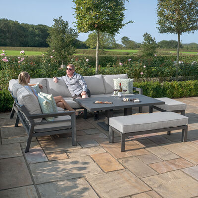 Maze - New York Aluminium Corner Dining Set with Rising Table - Dove Grey product image