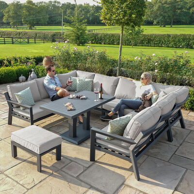 Maze - New York U-Shaped Aluminium Sofa Set with Rising Table - Dove Grey product image