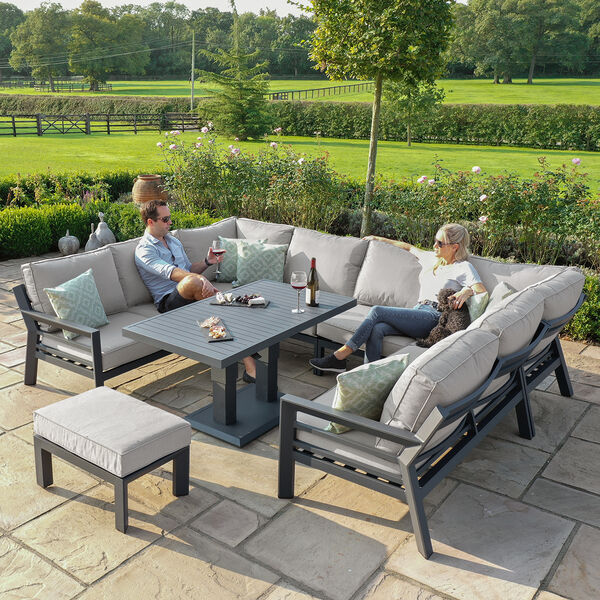 Maze - New York U-Shaped Aluminium Sofa Set with Rising Table - Dove Grey product image