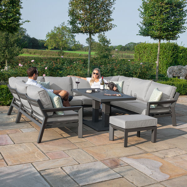 Maze - New York U-Shaped Aluminium Sofa Set with Rising Table - Dove Grey product image