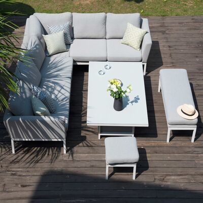 Maze - Outdoor Fabric Pulse Left Handed Corner Dining Set with Rising Table - Lead Chine product image