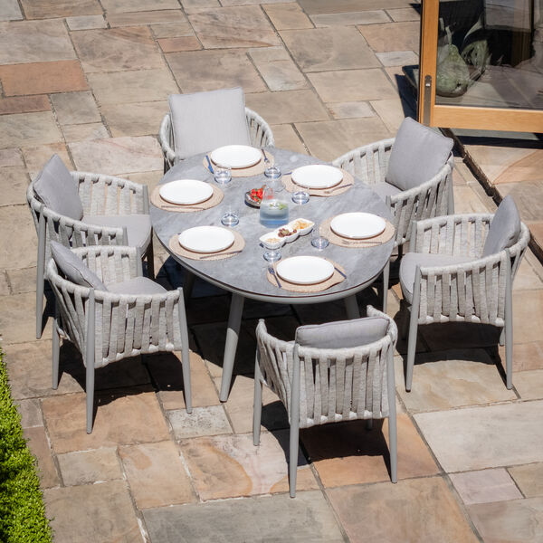 Maze - Milan Rope Weave 6 Seat Oval Dining Set with Lazy Susan - Cool Linen product image