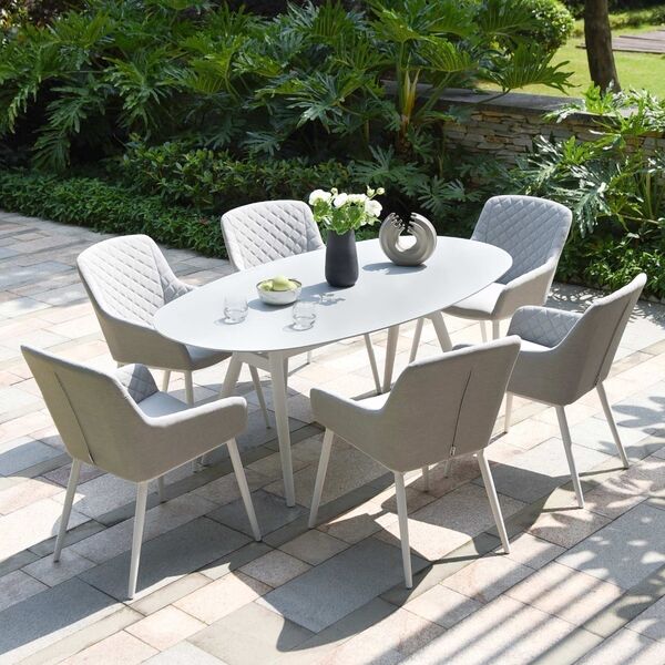 Maze - Outdoor Fabric Zest 6 Seat Oval Dining Set - Lead Chine product image