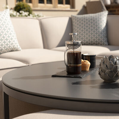 Maze - Outdoor Fabric Round Coffee Table & 3 Footstools - Oatmeal product image