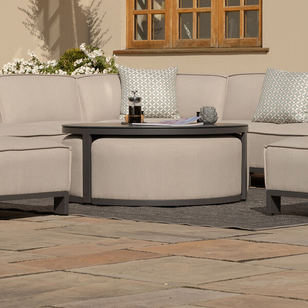 Maze - Outdoor Fabric Round Coffee Table & 3 Footstools - Oatmeal product image