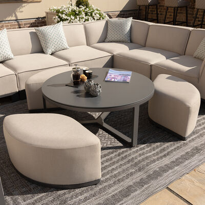 Maze - Outdoor Fabric Round Coffee Table & 3 Footstools - Oatmeal product image
