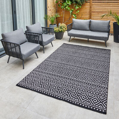 Jazz - Aztec Grey / Black Indoor and Outdoor Rug - 290cm x 190cm product image