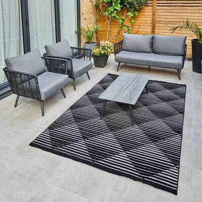 Jazz - Diamond Black / Grey Indoor and Outdoor Rug - 290cm x 190cm product image