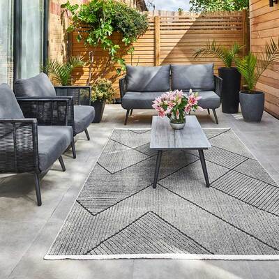Jazz - Geometric Grey Indoor and Outdoor Rug - 290cm x 190cm product image