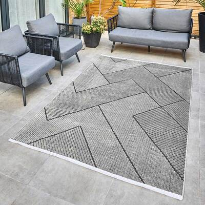 Jazz - Geometric Grey Indoor and Outdoor Rug - 290cm x 190cm product image