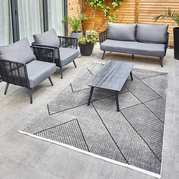 Jazz - Geometric Grey Indoor and Outdoor Rug - 290cm x 190cm product image