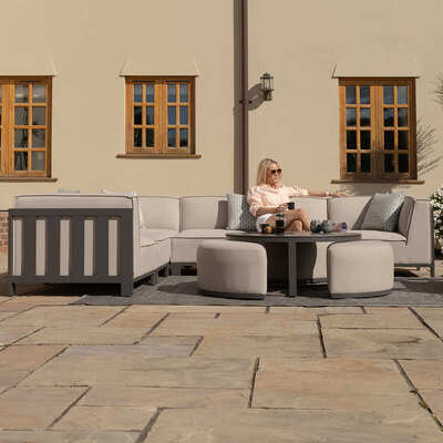 Maze - Outdoor Fabric Ibiza Medium Corner Sofa Set with Round Coffee Table - Oatmeal product image