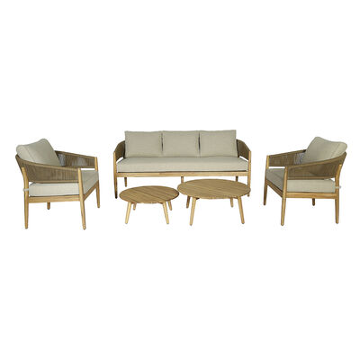 Maze - Porto Rope Weave 3 Seat Sofa Set with Pair of Round Coffee Tables & Armchairs product image