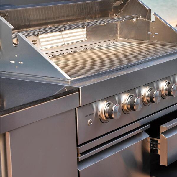 Maze - Large Linear Outdoor Kitchen 6 Burner with Sink & Double Fridge - Stainless Steel product image