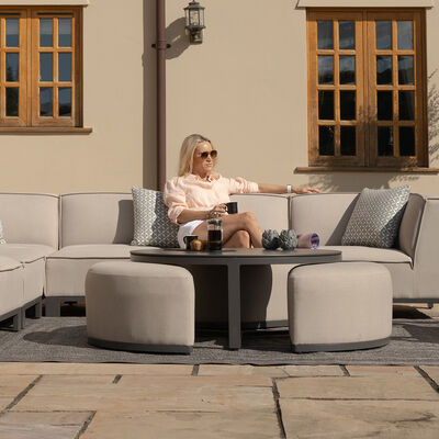Maze - Outdoor Fabric Round Coffee Table & 3 Footstools - Oatmeal product image