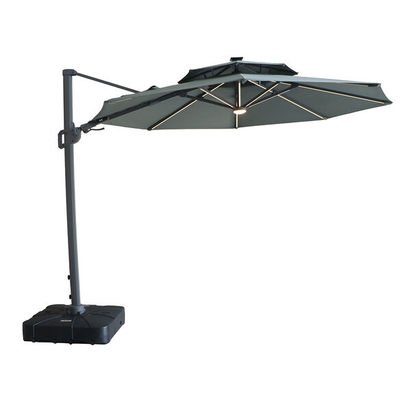 Maze - Apollo Solar LED 3m Round Rotating Cantilever Parasol with Base - Oil Green product image
