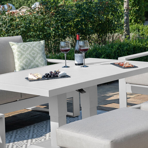 Maze - Amalfi 3 Seat Aluminium Sofa Set with Rising Table plus Armchairs & Footstools - White product image