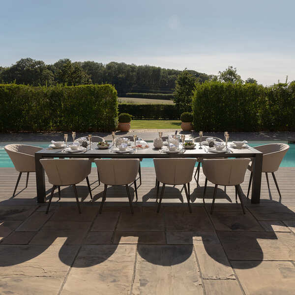 Maze - Outdoor Fabric Ambition 6-10 Seat Extending Dining Set - Oatmeal product image
