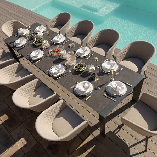 Maze - Outdoor Fabric Ambition 6-10 Seat Extending Dining Set - Oatmeal product image