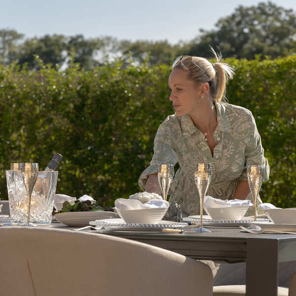 Maze - Outdoor Fabric Ambition 6-10 Seat Extending Dining Set - Oatmeal product image