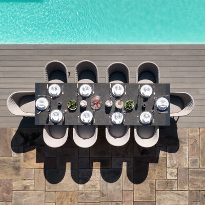 Maze - Outdoor Fabric Ambition 6-10 Seat Extending Dining Set - Oatmeal product image