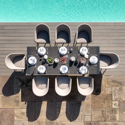Maze - Outdoor Fabric Ambition 6-10 Seat Extending Dining Set - Oatmeal product image