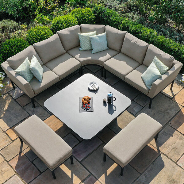 Maze - Outdoor Fabric Pulse Deluxe Square Corner Dining Set with Rising Table - Taupe product image