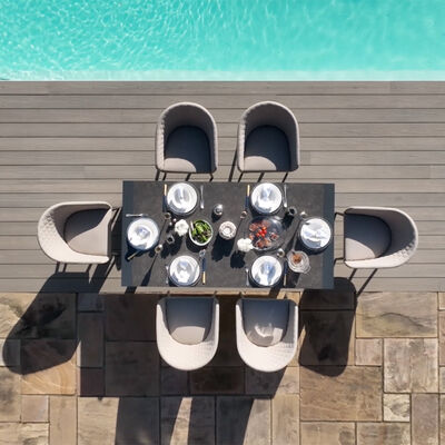Maze - Outdoor Fabric Ambition 6-10 Seat Extending Dining Set - Oatmeal product image