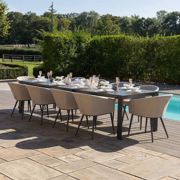 Maze - Outdoor Fabric Ambition 6-10 Seat Extending Dining Set - Oatmeal product image
