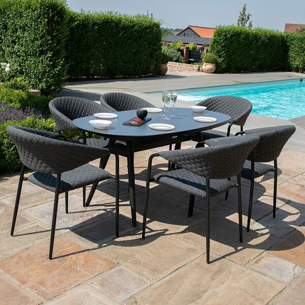 Maze - Outdoor Fabric Pebble 6 Seat Oval Dining Set - Charcoal product image