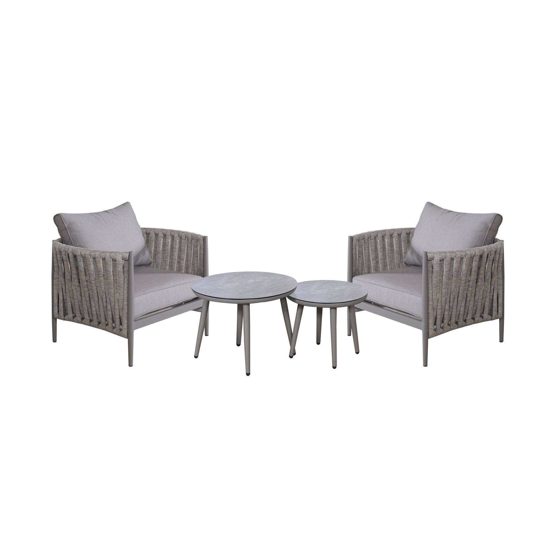 Maze - Milan Rope Weave Lounge Set with 2 Round Coffee Tables - Cool Linen product image