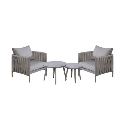 Maze - Milan Rope Weave Lounge Set with 2 Round Coffee Tables - Cool Linen product image