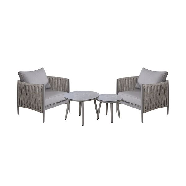 Maze - Milan Rope Weave Lounge Set with 2 Round Coffee Tables - Cool Linen product image