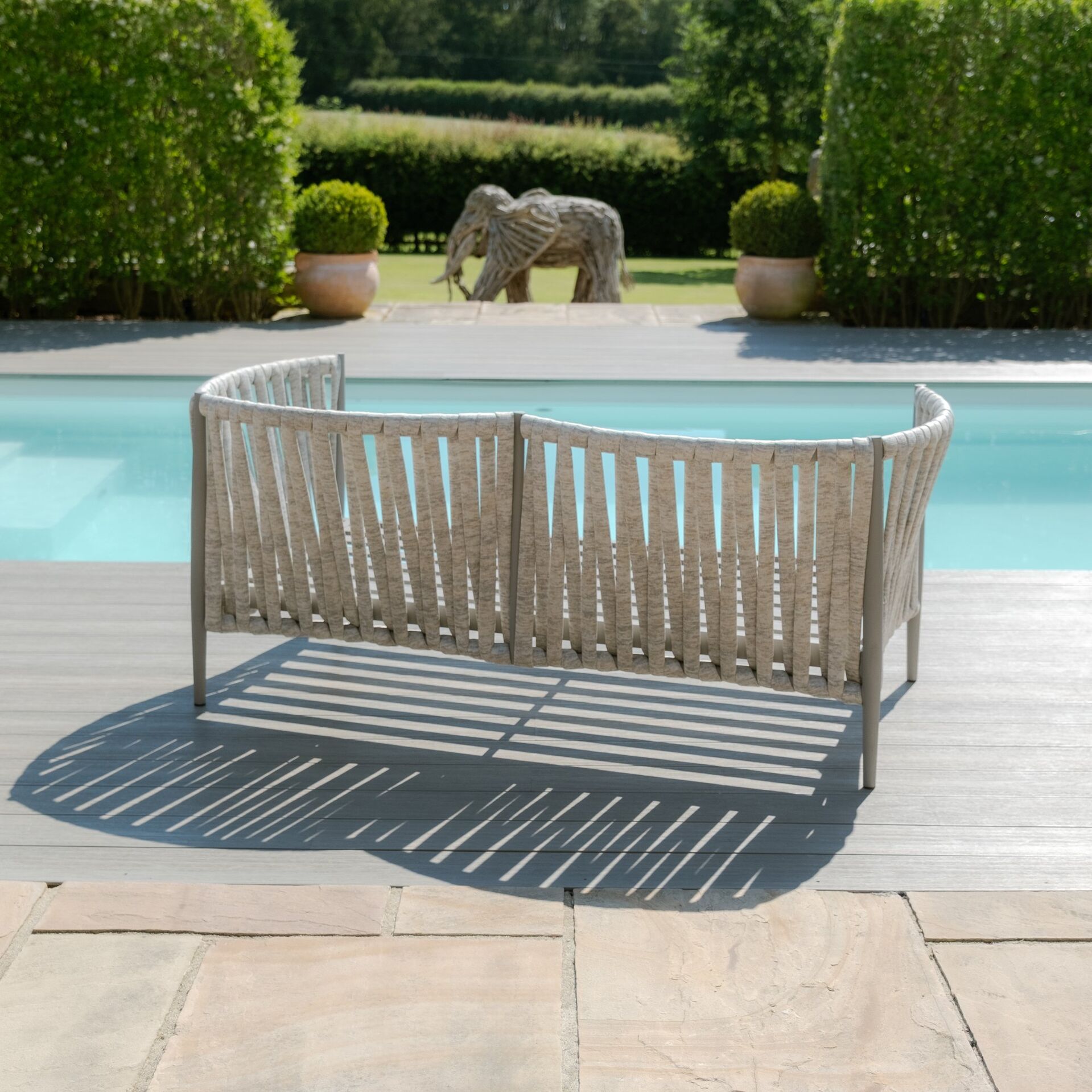 Maze - Milan Rope Weave 2 Seat Sofa Set with Rectangular Coffee Table - Cool Linen product image